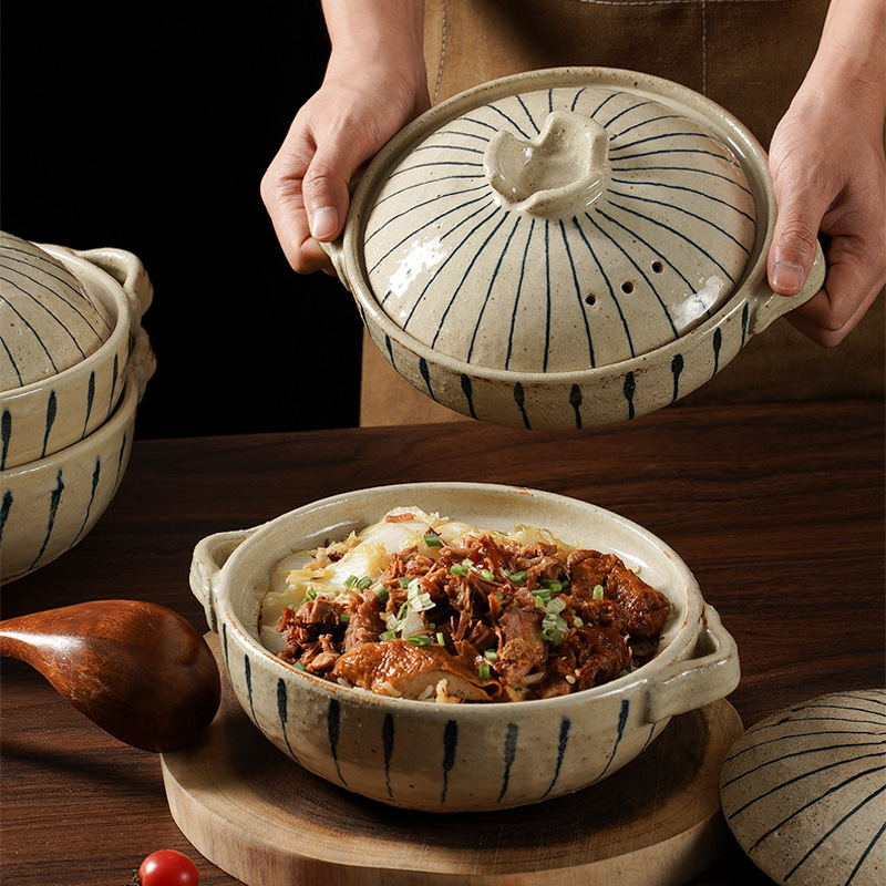 三分烧手绘日式耐高温防干烧陶瓷煲砂锅煤气灶煲仔饭炖汤家用批发