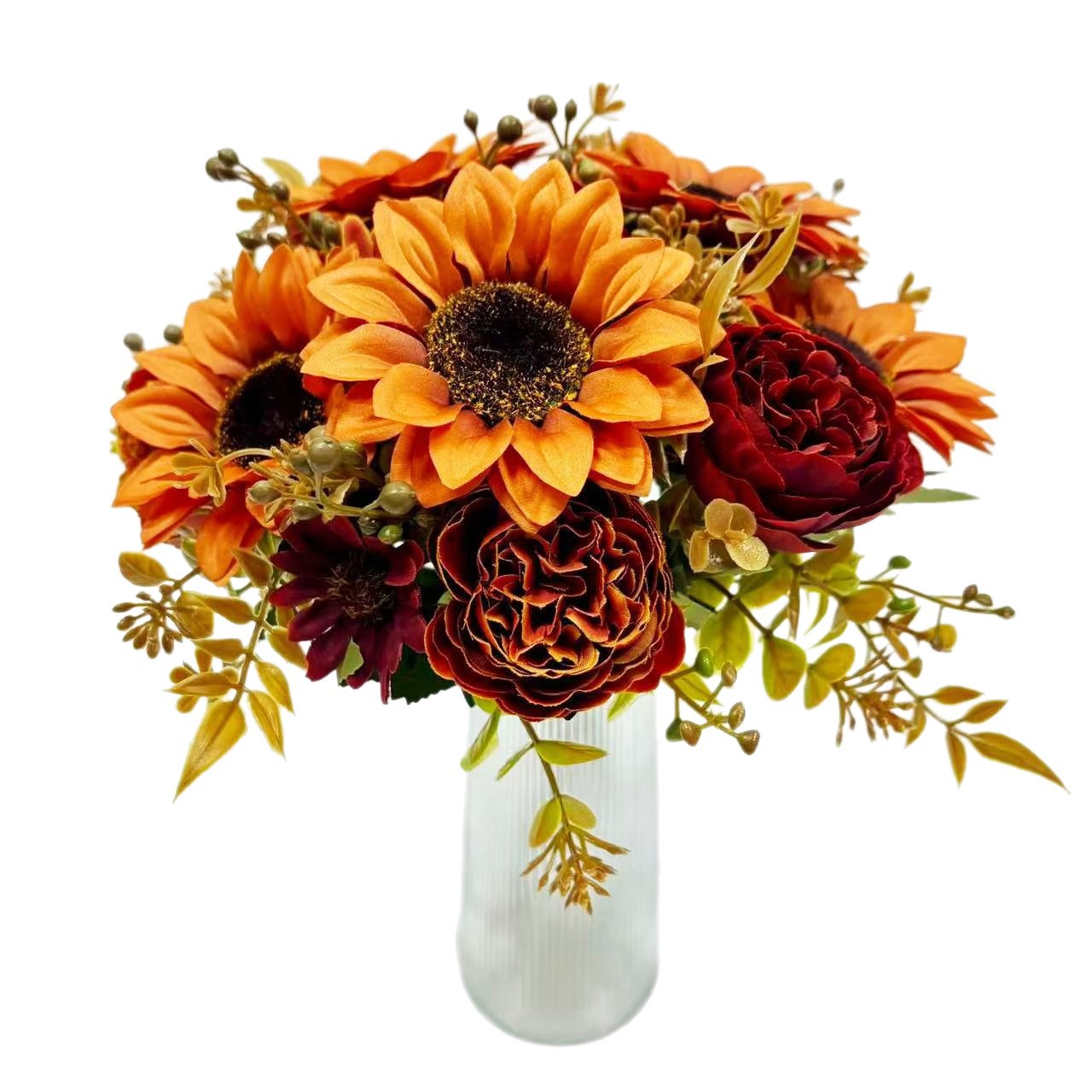 仿真花DIY发饰配件/仿真花/5朵塑膠花/假花/假花批发白底实物图