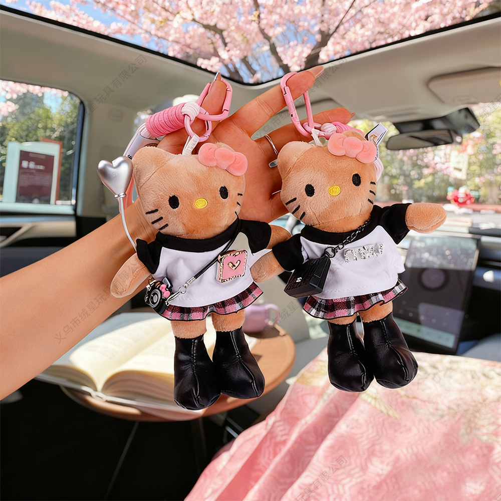 Hepburn style Amazon long-legged kitty plush toy pendants, couple backpacks, keychains, accessories, birthday gifts details Picture