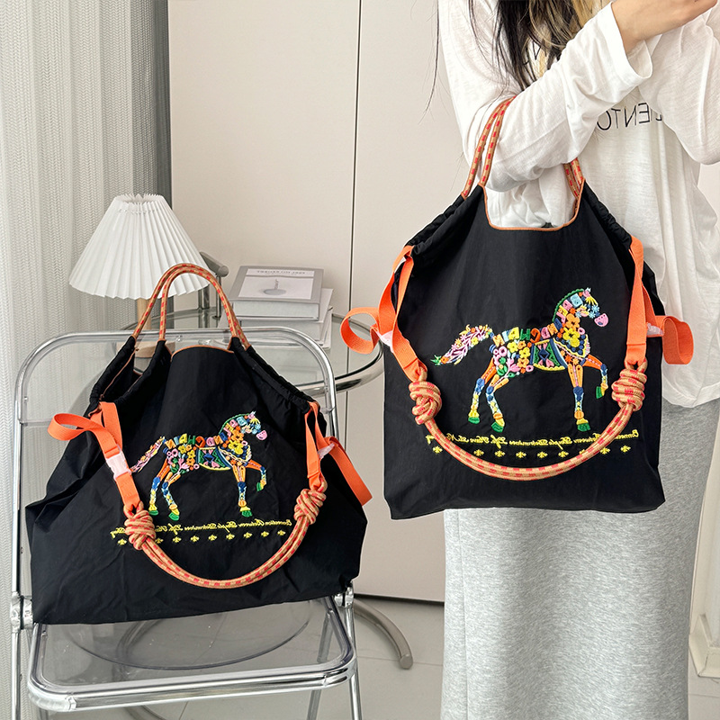 夏季百搭日系购物袋女BallChain包大容量单肩包刺绣bag小包斜挎包