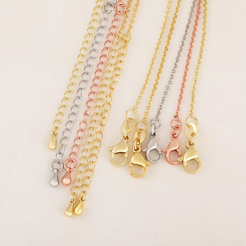 Honglu 18K gold O-shaped color-preserving tail chain extension chain lobster buckle water drop DIY necklace extension chain accessory Application Scenario
