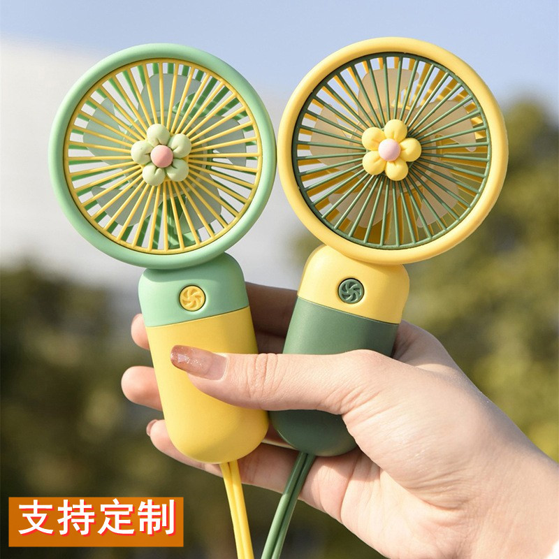 Colorful handheld mini fans, student neck-hanging outdoor mini fans details Picture