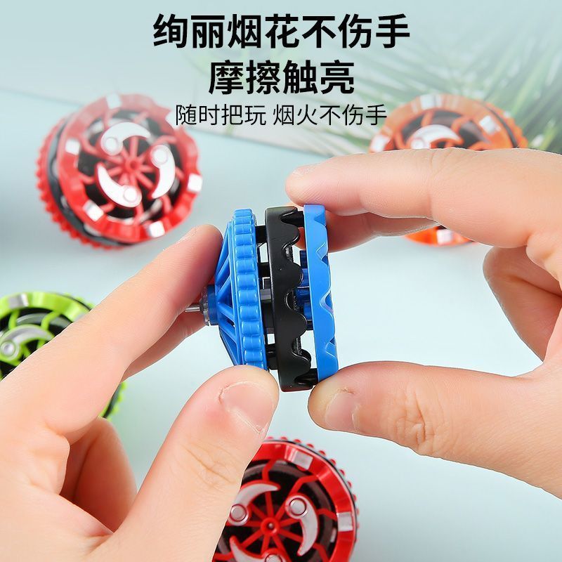 The new firework gyroscope handheld toy will emit sparks and light. It is a two-person battle toy with a rotating and explosive gyroscope Application Scenario