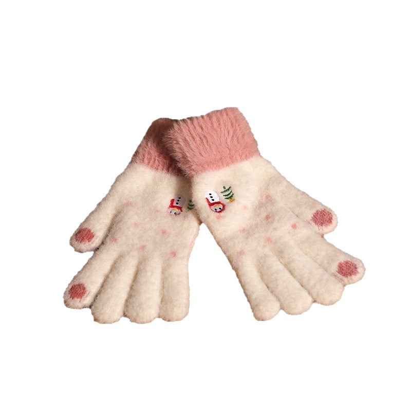 Chunda Cross-border Christmas Snowman Gloves, comfortable and soft mink fleece touch screen gloves, autumn and winter outdoor warm gloves Item Picture