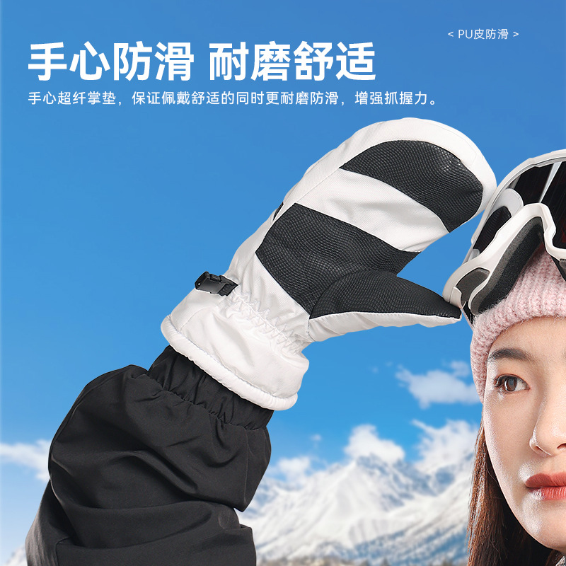 【BERTON OUTDOOOR】 Winter ski gloves with fingers, windproof and waterproof, short, waterproof, fleece and heat-locking sports gloves Specification image