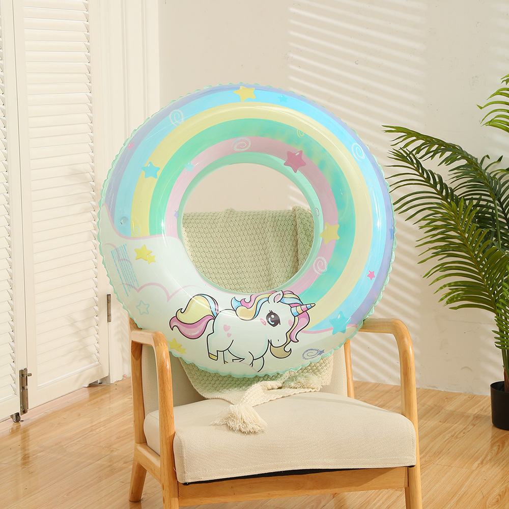 Popular children's inflatable sequined swimming rings, thickened PVC swimming rings with armrests, anti-rolled-up toys, armpit swimming rings details Picture