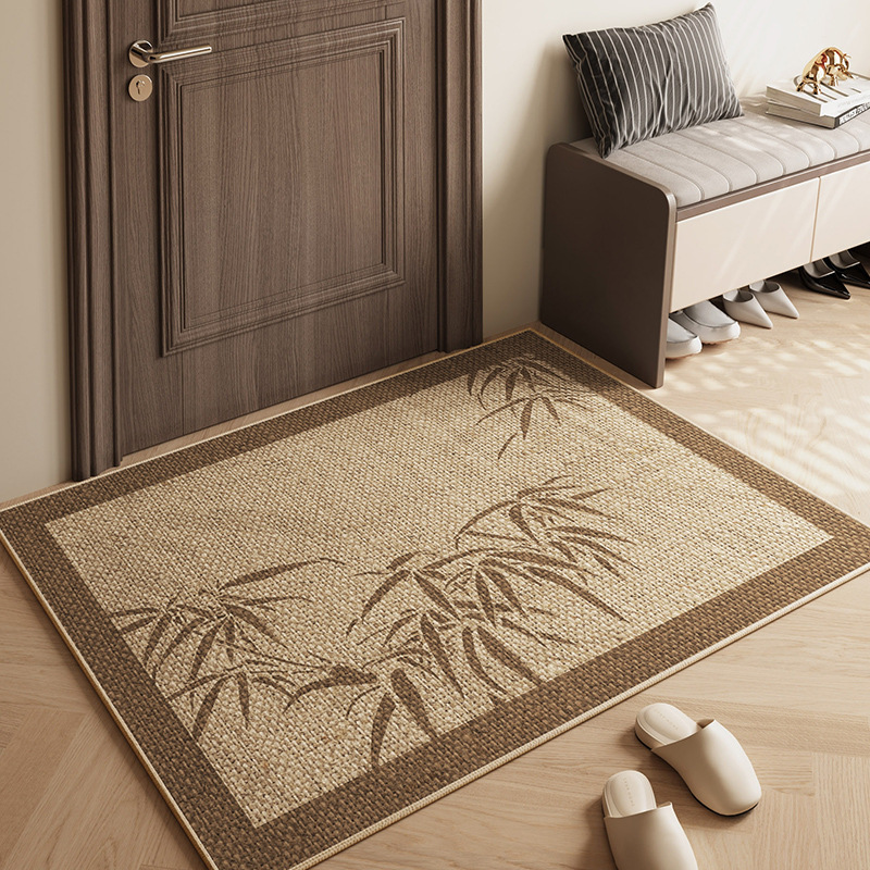 Wholesale of cross-border simple linen floor MATS, water-absorbing quick-drying anti-slip MATS, entrance floor MATS, foyer and door rubbing carpets Specification image