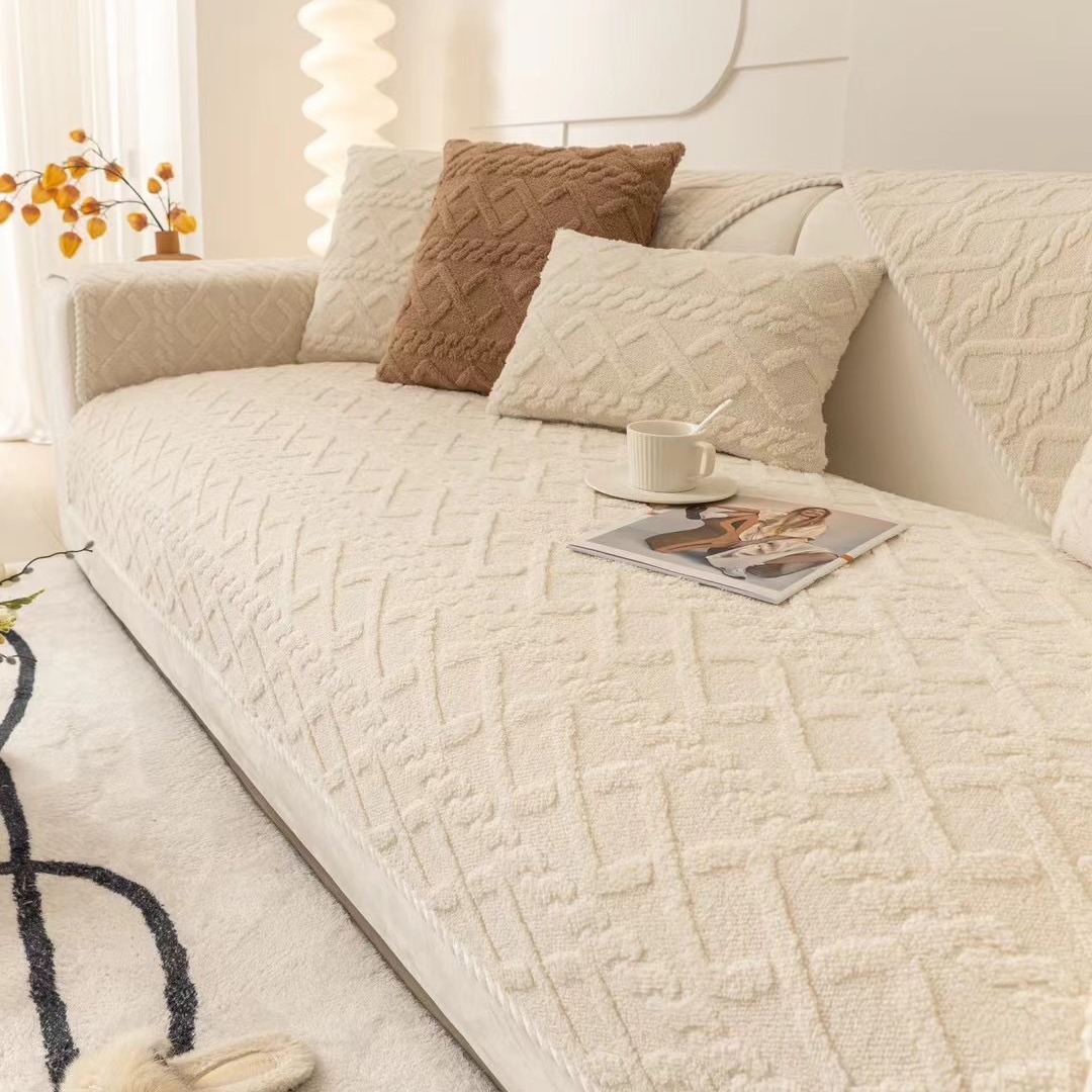 Simple sofa cushion, all-season suitable sofa cover, thickened plush seat cushion, winter anti-slip cover cloth custom details Picture