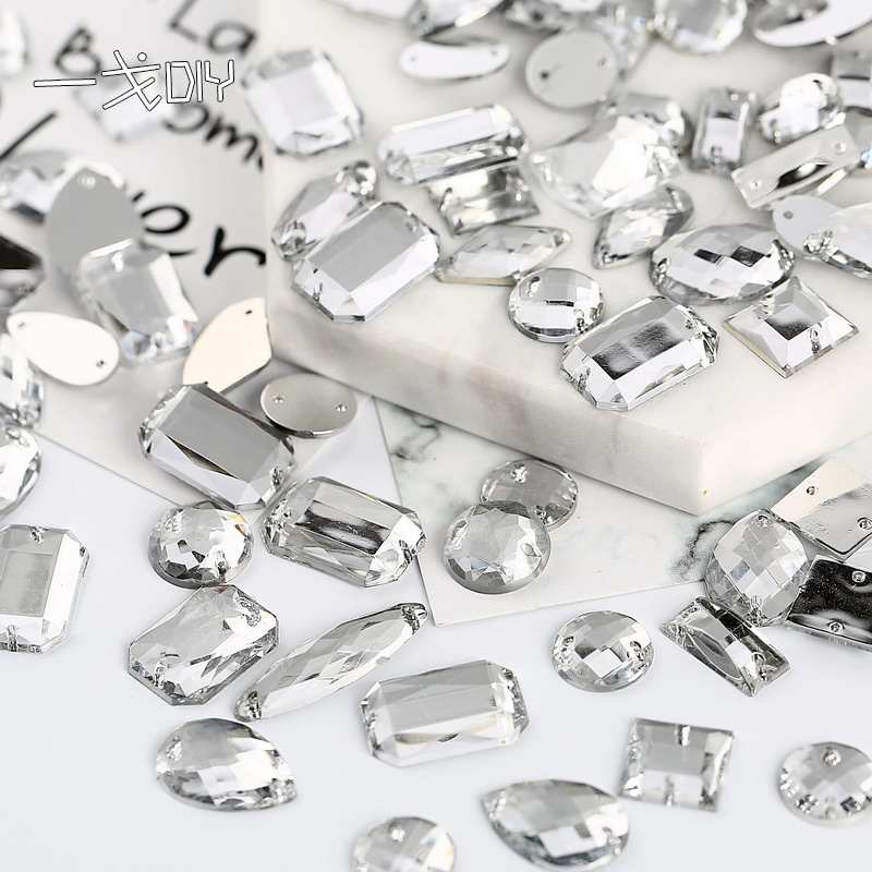 Free shipping acrylic hand-sewn sparkling diamond sewn clothes, wedding dresses, colorful lucky bag packages, diy water diamond clothing accessories, sequins Specification image