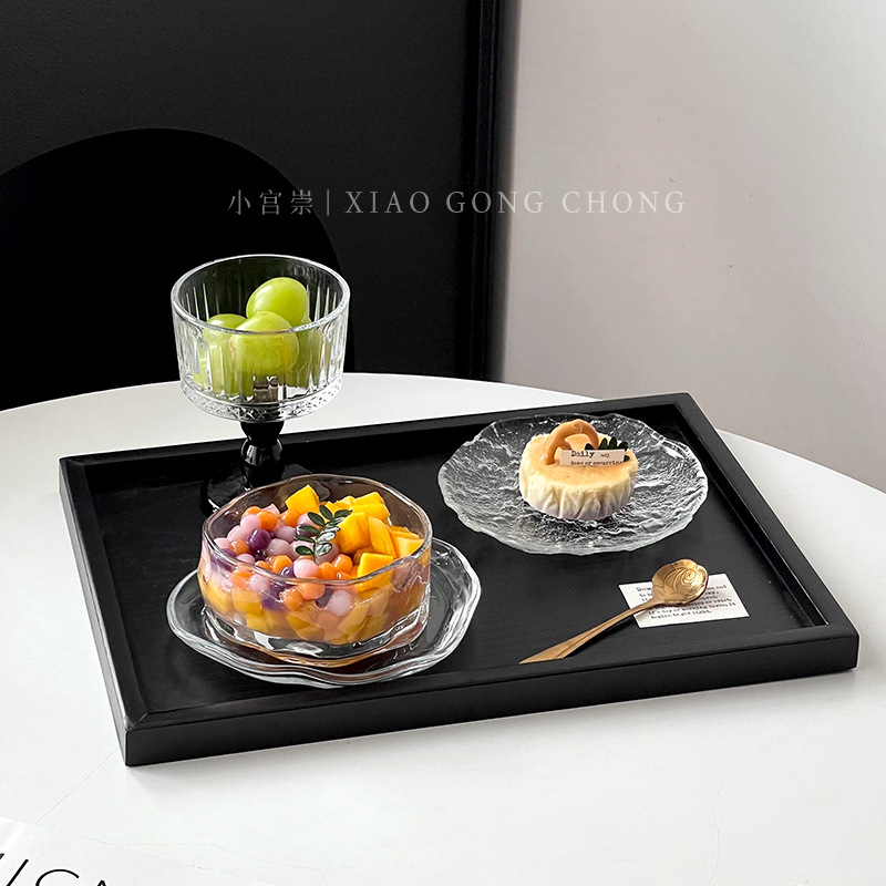 Ins-style irregular dessert bowl set, high appearance level cloud glass bowl and plate, creative sugar water, silver ear bowl, breakfast bowl Application Scenario