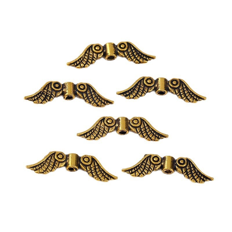 Wholesale of retro imitation Thai silver alloy angel wing beads and loose beads DIY bracelet and necklace accessories from the manufacturer Item Picture