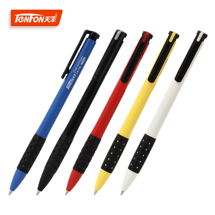 Colored rod Ballpoint pen 750 Jumping Advertising gift pen, black rubber sleeve plastic office pen full figure