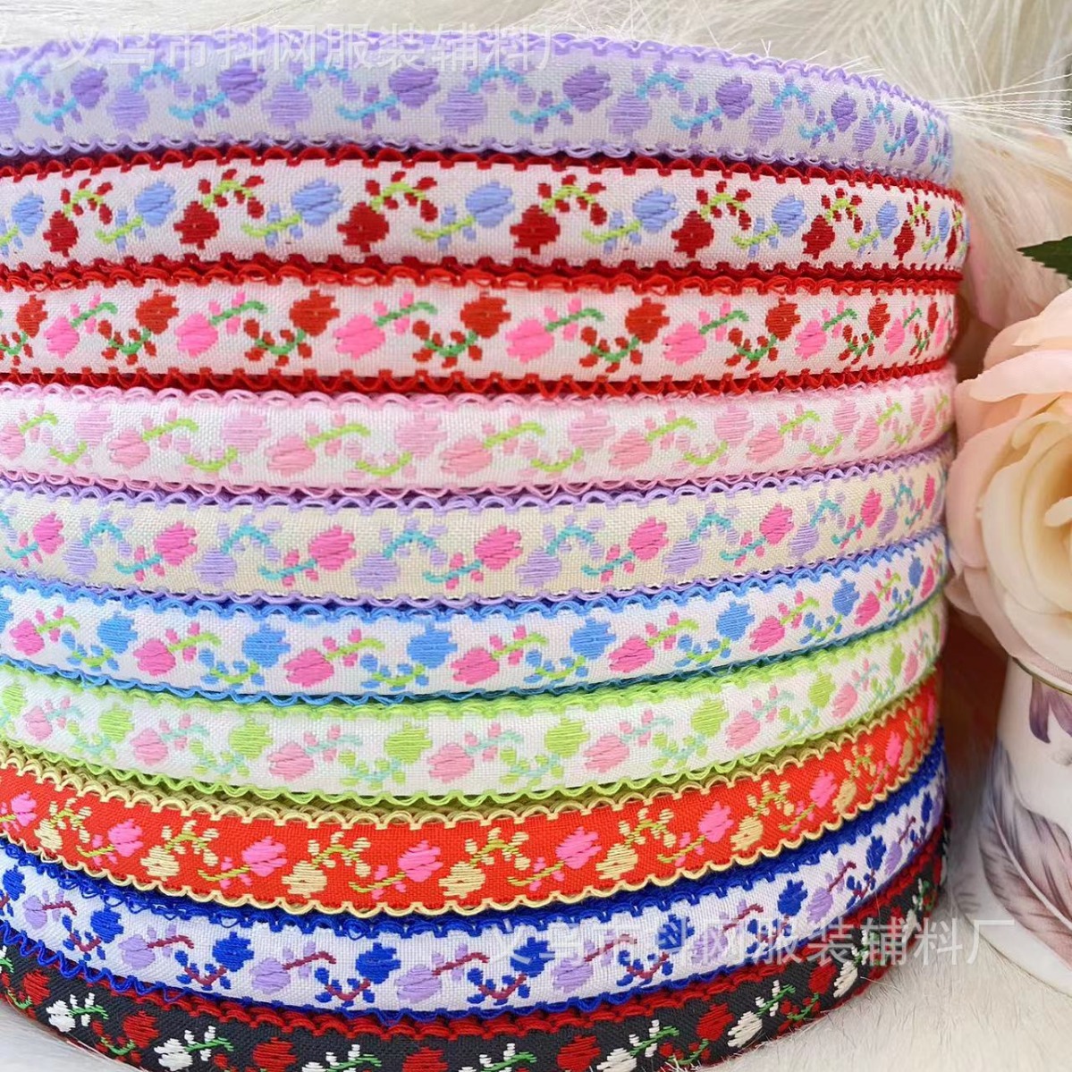 1.4 cm black fungus edge jacquard embroidery ribbon, hair accessory, headwear, edge strap, performance costume accessory details Picture