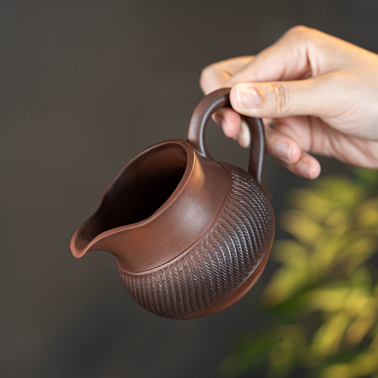 粗陶姣纹纯手工公道杯侧把复古功夫茶具大容量茶水分离器配件产品图