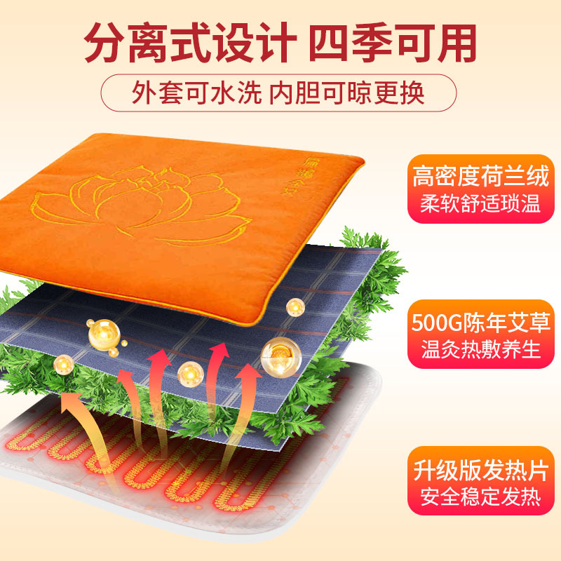 电加热艾绒坐垫升级加厚绒布艾草加热垫椅子坐灸垫艾绒坐垫批发详情图2