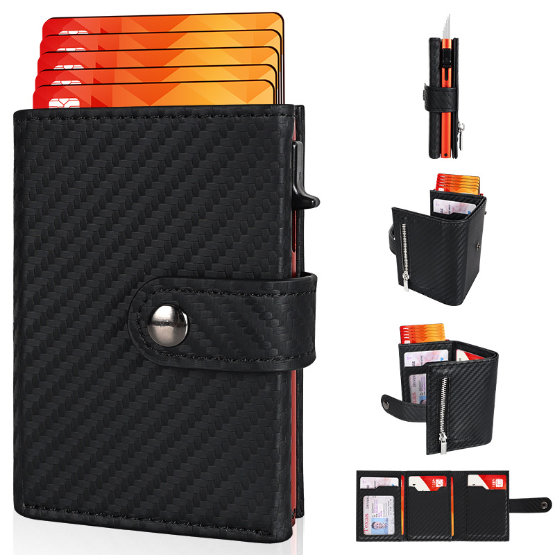 Customized Cross-Border Bestsellers, Fashionable Pu Leather, Metal Aluminum Alloy, Anti-Demagnetization, Large-Capacity Id Card Bag, Loose Change Wallet