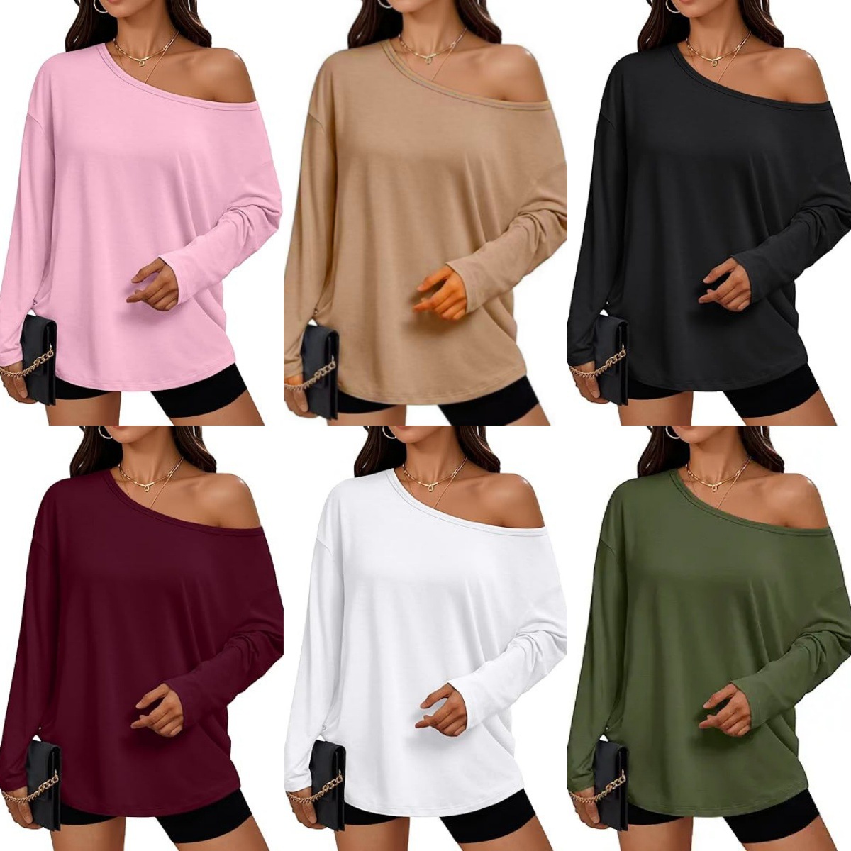 2025欧美跨境新款女式休闲时尚斜领上衣针织长袖上衣