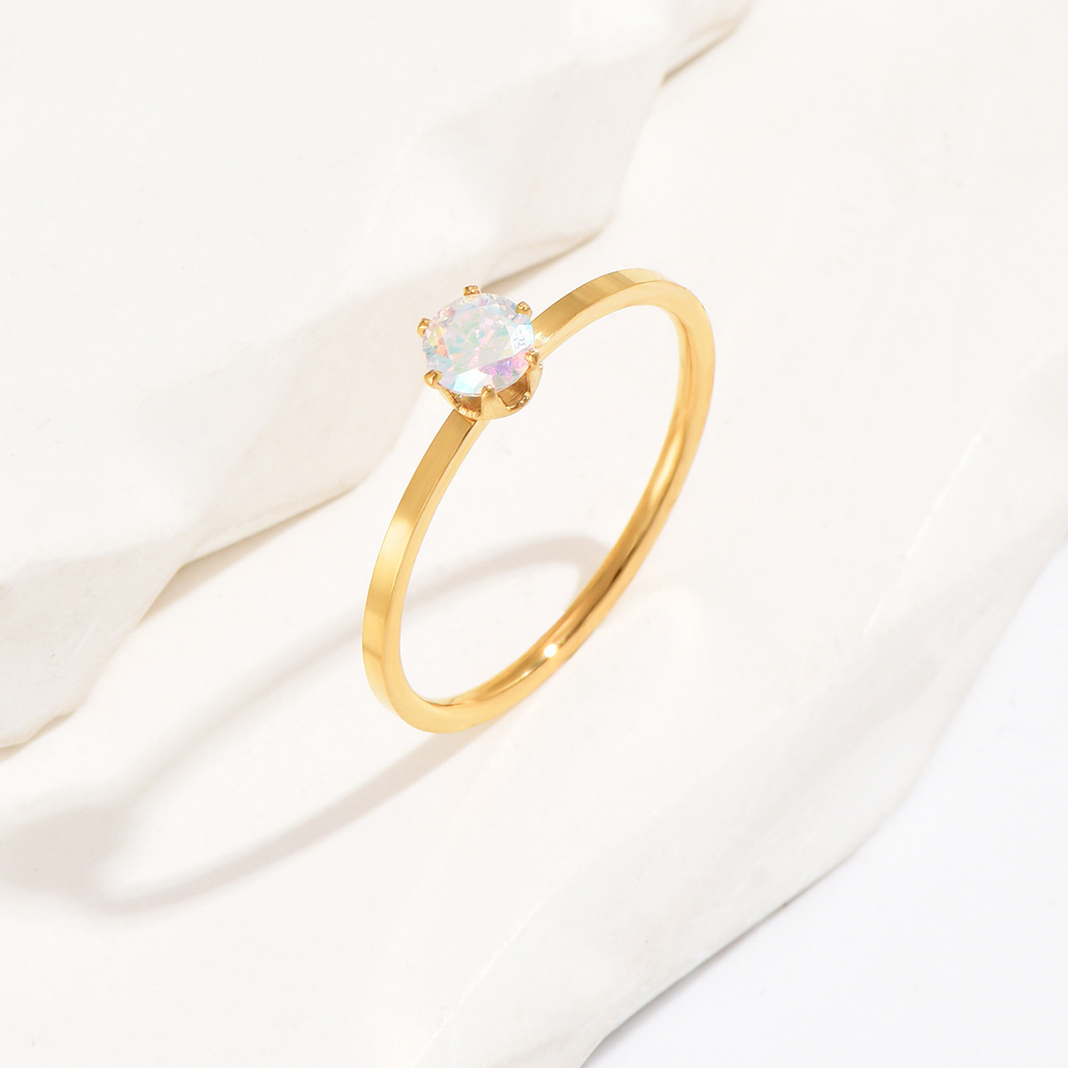 缀尚品新品钛钢戒指简约1mm素圈单钻时尚情侣戒指精致心形详情图3