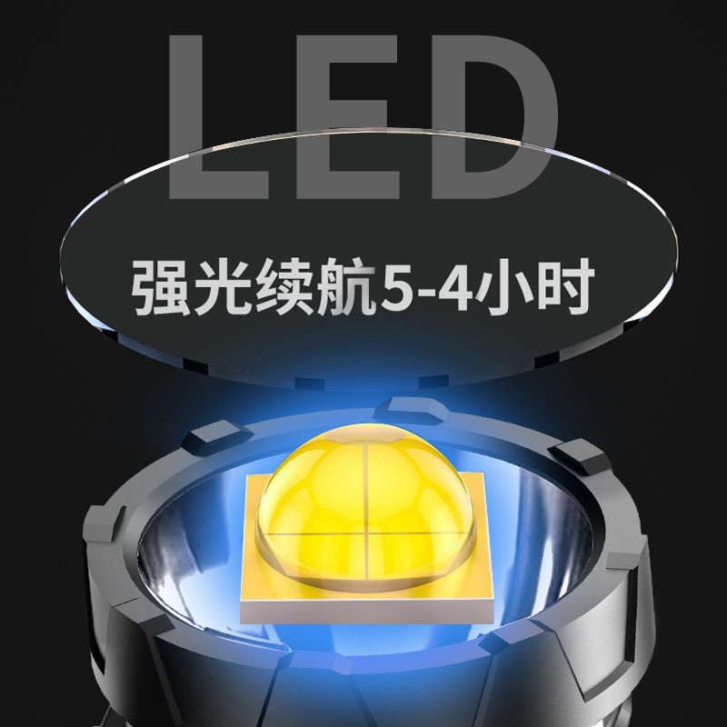 Wholesale of cross-border handheld led charging searchlights, solar outdoor multi-functional flashlights with strong light and bright flashlights details Picture