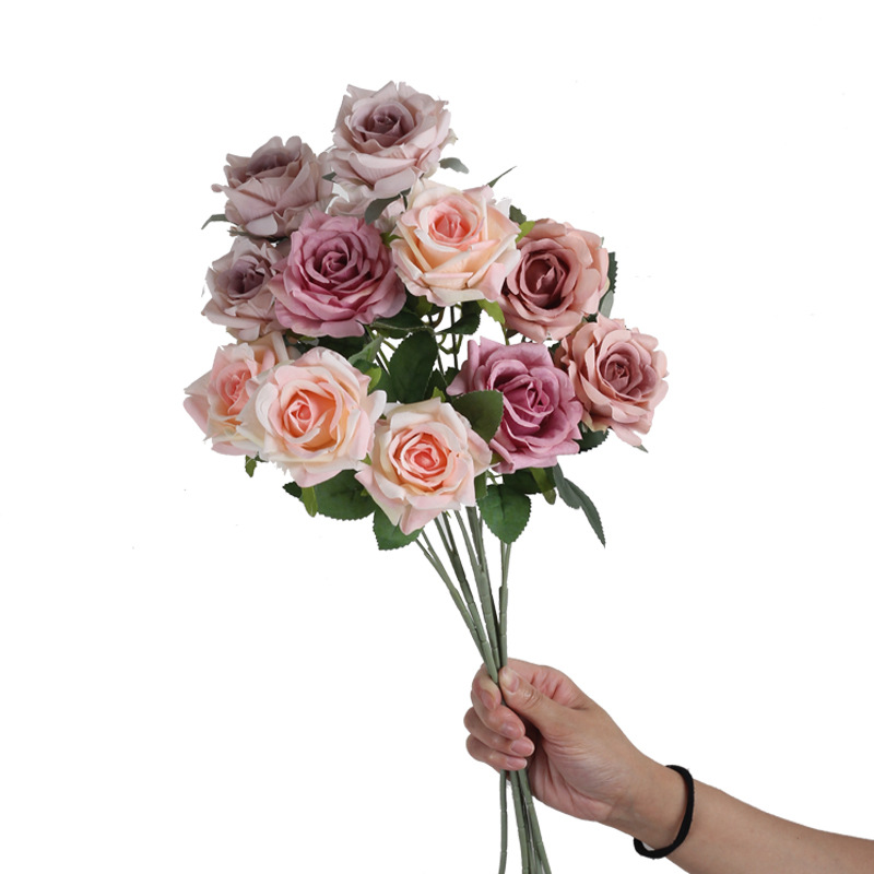 火把狂欢夜导具/仿真花/仿真花diy发饰/电镀玫瑰花/仿真玫瑰花白底实物图