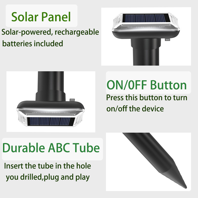 Cross-border bestseller: Solar-powered ultrasonic animal repellent, outdoor waterproof, sun-proof, snake and mole repellent, and buzzer rat repellent Application Scenario