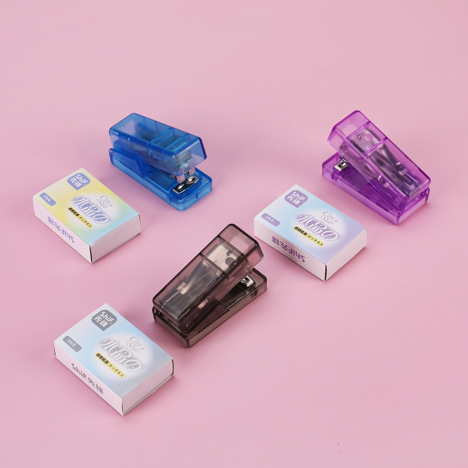 Pioneer 7150 Transparent Mini Stapler, No. 12 stapler and stapler Mini Set, small and cute Item Picture