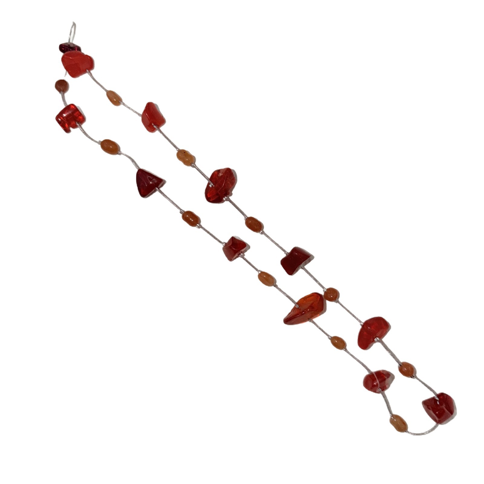 Retro red and orange irregular glass crushed stone fine silver chain, niche design sense, light luxury, versatile and whitening, factory wholesale Item Picture