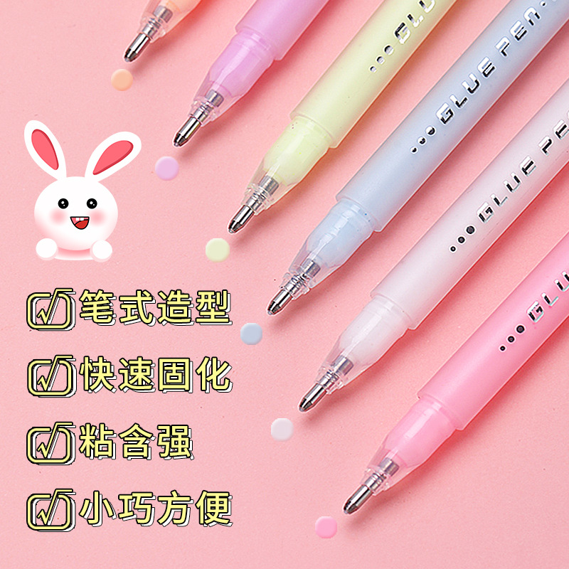 Wholesale pen-shaped dot glue, pen-shaped children's handmade journal tape, quick-drying glue, student creative colored dot glue pens Specification drawing