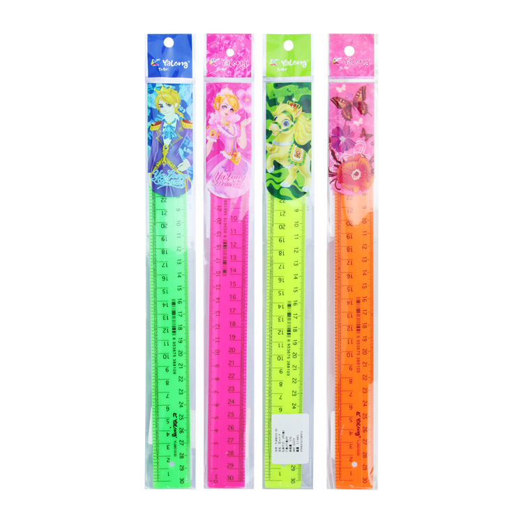 Yalong Cross-border plastic ruler 30 centimeters school ruler for students details Picture