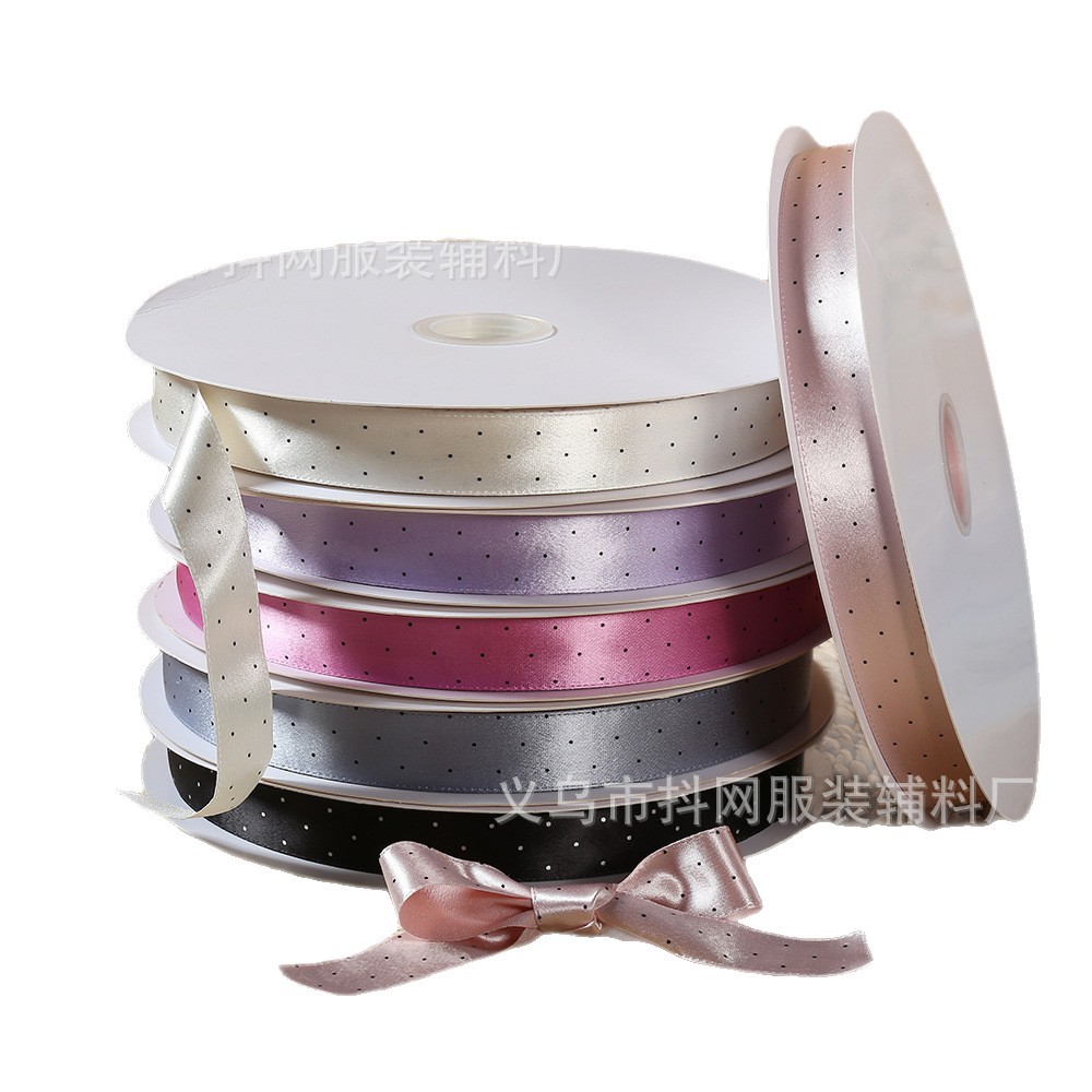 2.5cm-4cm onda punto cinta de satén de color accesorios de pelo DIY arco tocados cinta caja de regalo embalaje cinta material Item Picture