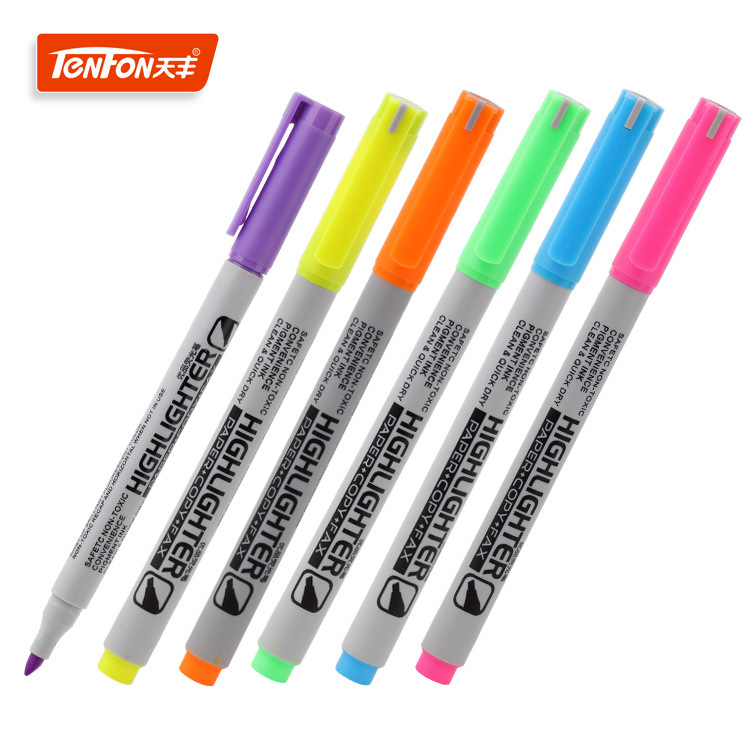Tianfeng 27 highlighter, a six-color fine highlighter for foreign trade, is a pen manufacturer in Wenzhou full figure