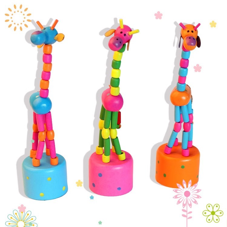 Wooden giraffe animal dolls, creative toys that can twist, small gifts for kindergarten children, student gifts and prizes details Picture