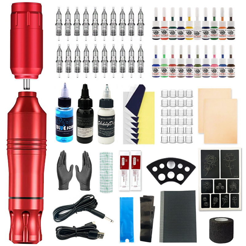 shanilak 20-color tattoo pigment set all-in-one machine Cross-border wholesale Xia 'an Pen Robert Wireless power tattoo Pen complete set