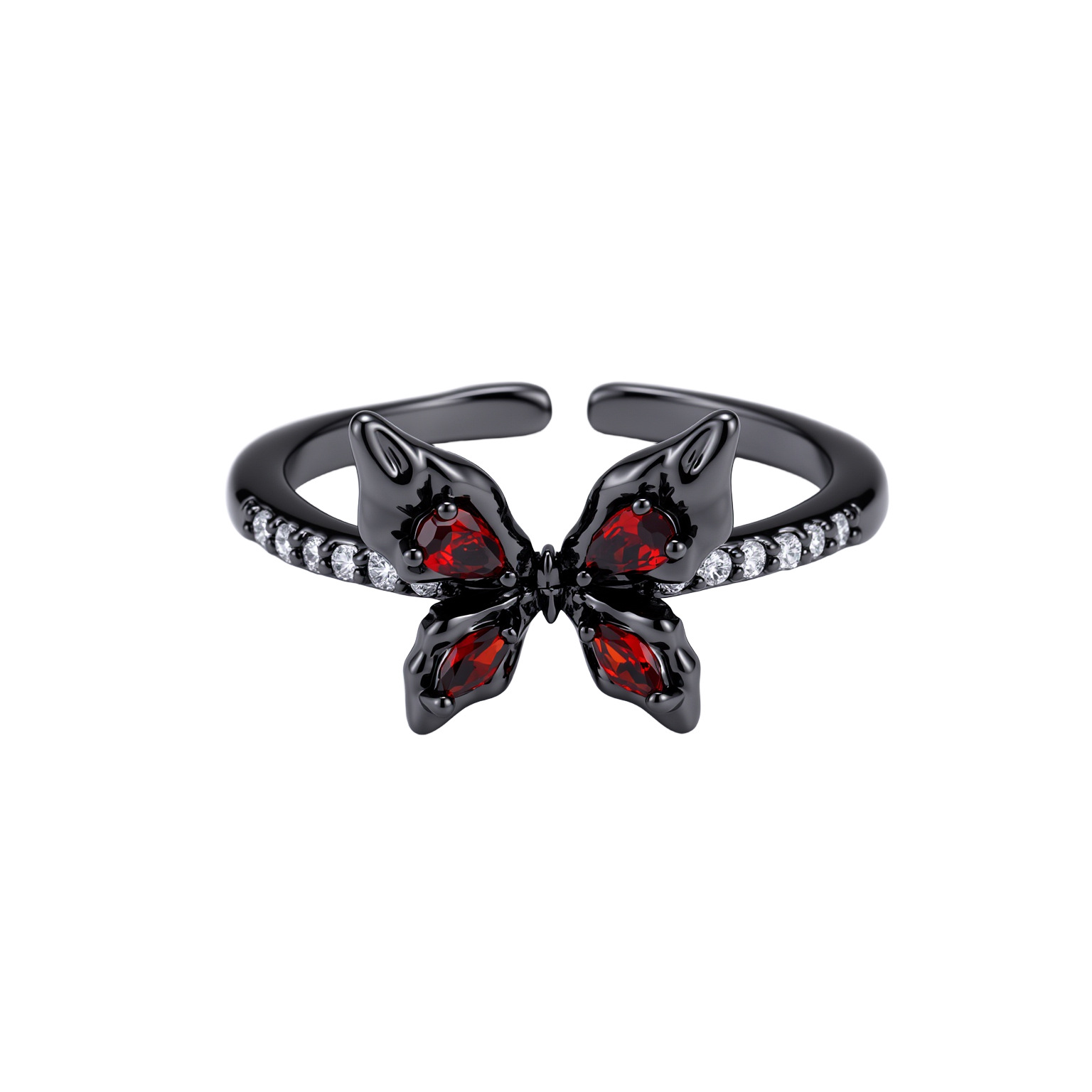 Retro dark style butterfly opening ring for women, fashionable and individual, sweet and cool, spicy girl style, niche and high-end index ring Item Picture