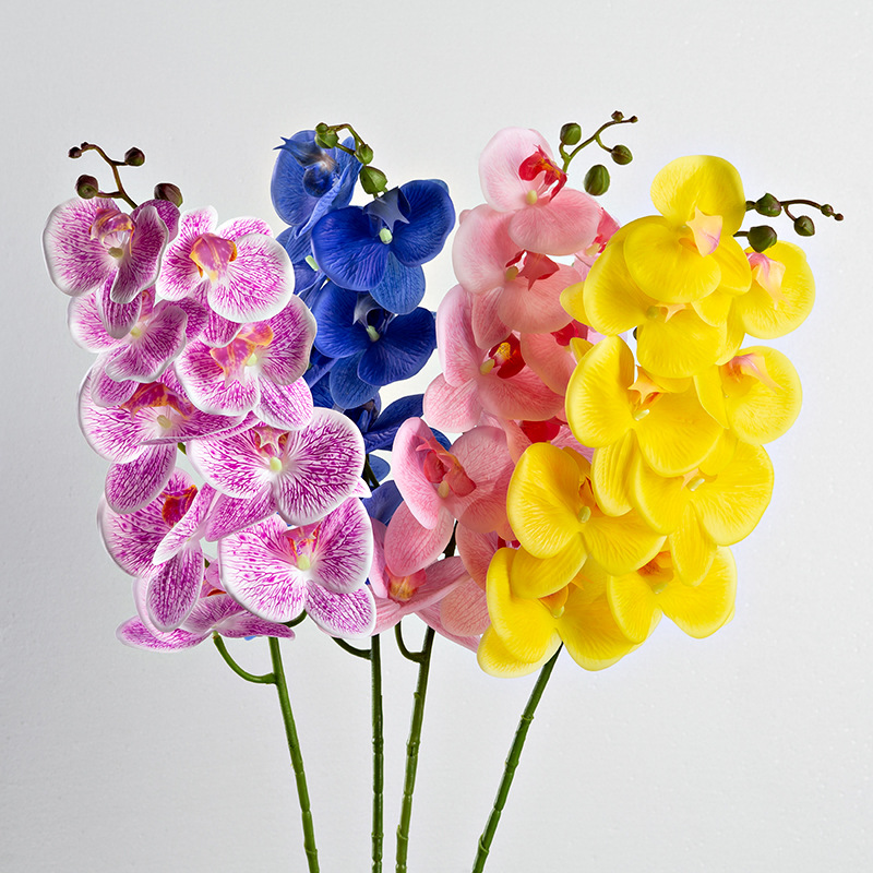 9-head Phalaenopsis artificial flower, hand-felt film artificial flower, Nordic table decoration, wedding floral art wholesale details Picture