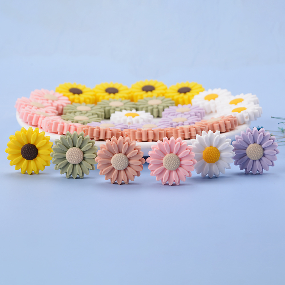 Sunflower silicone bead Daisy jewelry accessories DIY handcrafted beading material 22mm loose beads mixed batch full figure