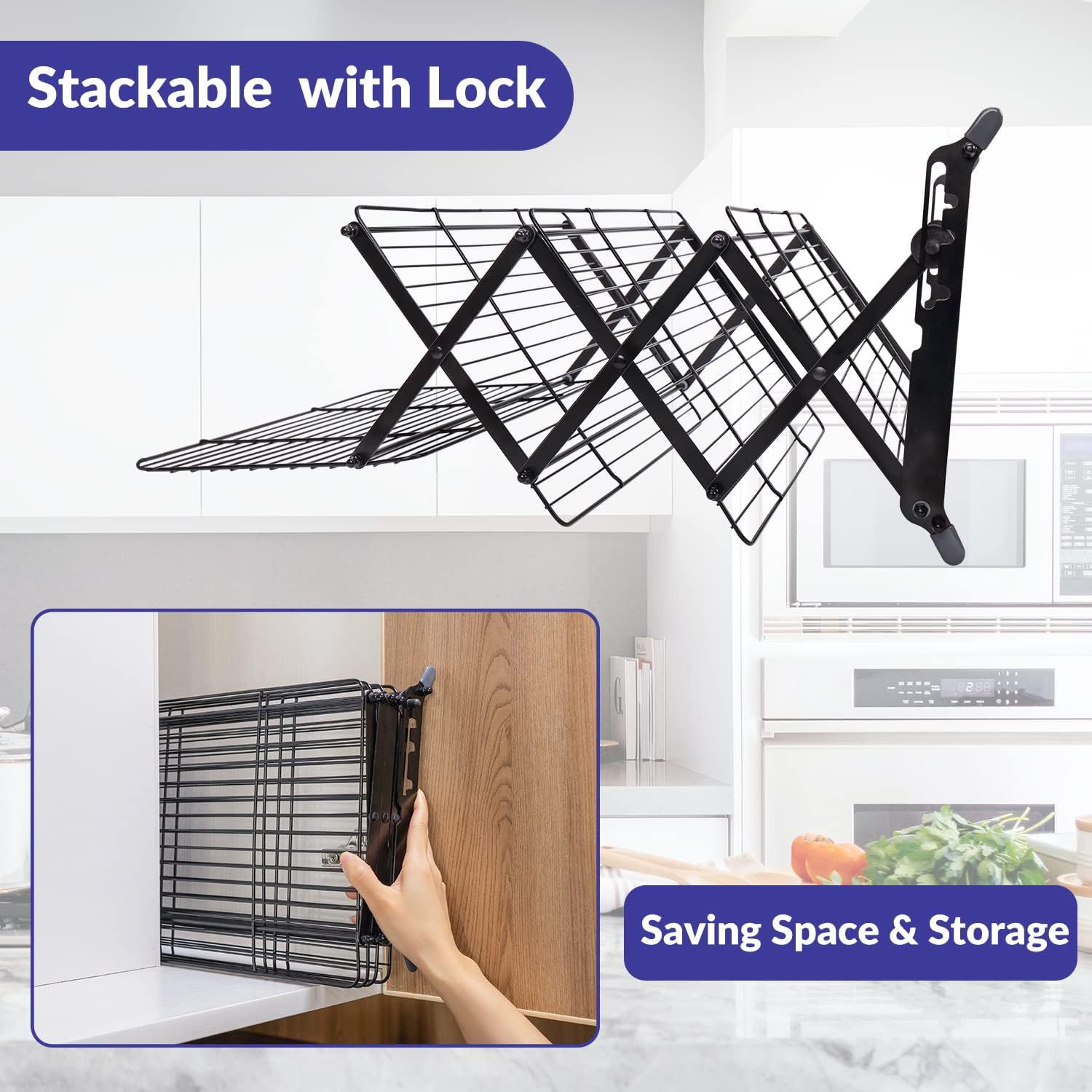 Cross-border new product 4Tier Collapsible Cooling Rack Black folding cooling rack for multi-layer kitchen Application Scenario
