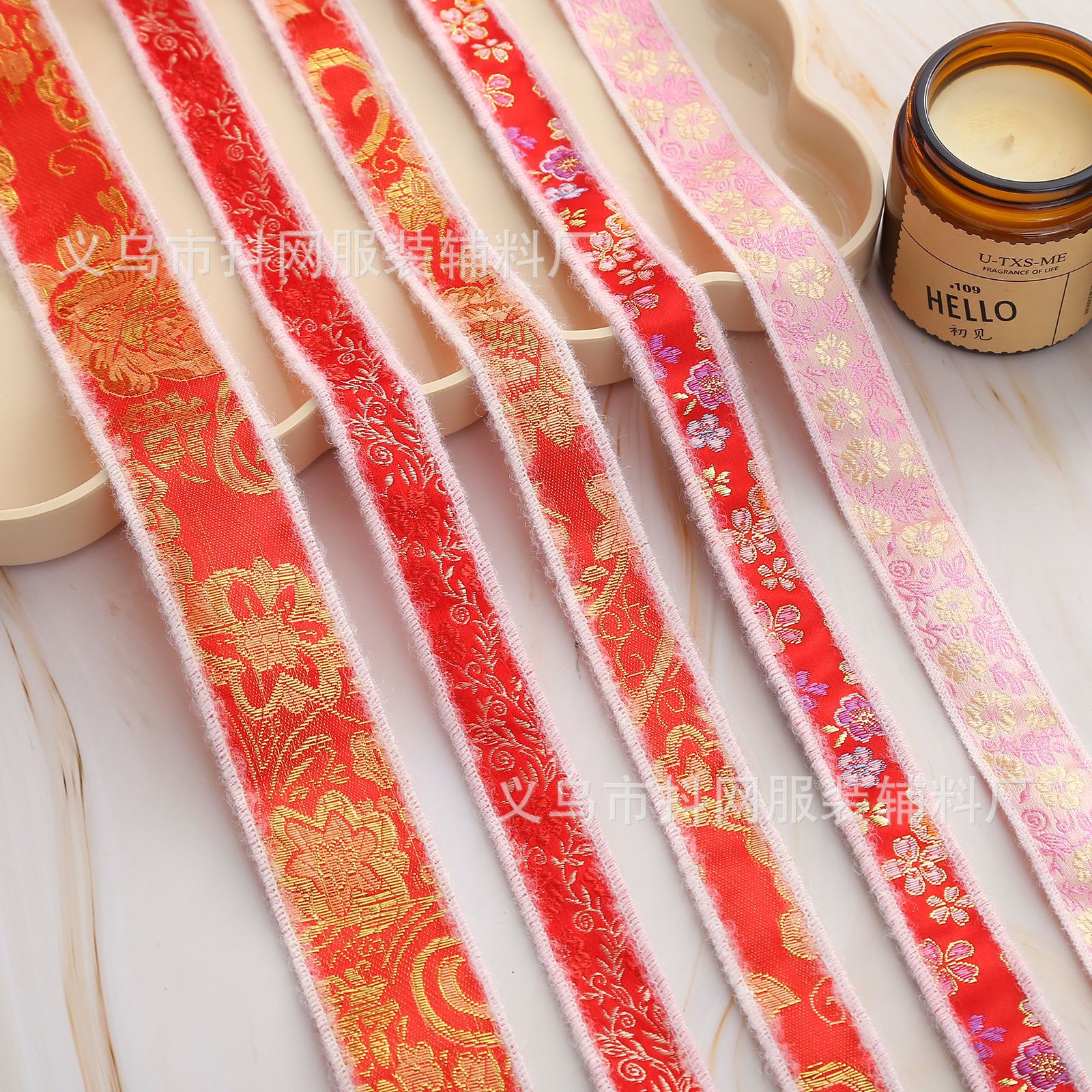 Wholesale of animal pattern, traditional Chinese style, festive, bright red, fringed, ethnic style embroidery ribbons, jacquard webbing, and other clothing accessories Application Scenario