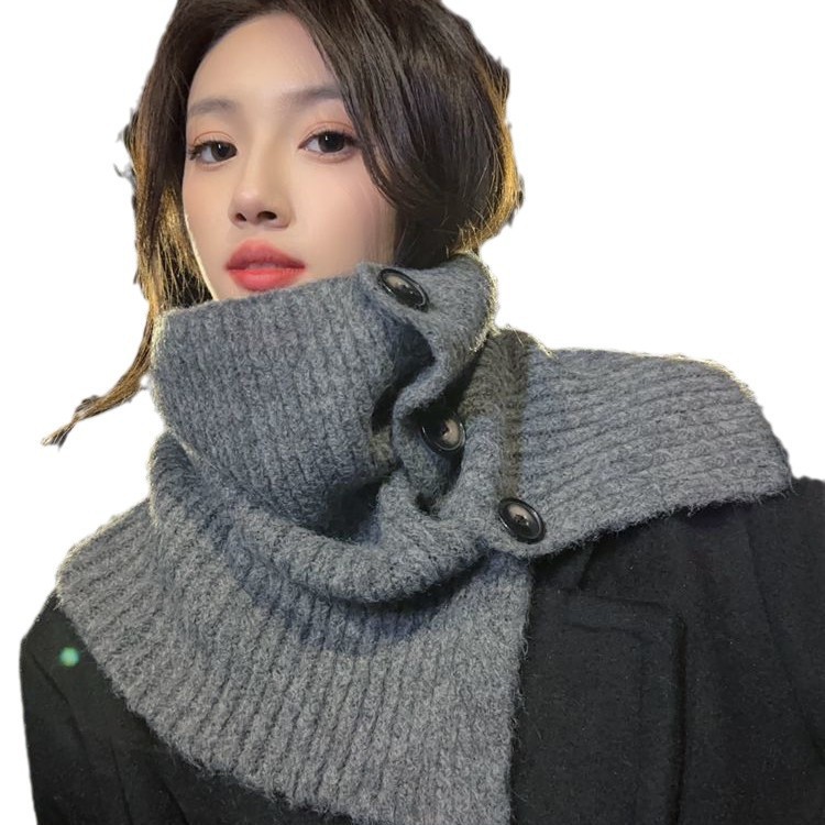 One-piece dropshipping for women's winter 2025 new style, versatile and high-end button warm neck coverings, women's scarves, SHBL shawls, wholesale from street stalls Item Picture