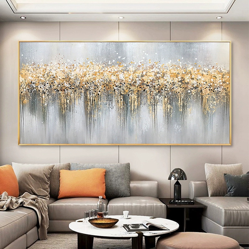 大芬油画村客厅纯手绘抽象金玉满堂装饰画现代轻奢沙发背景墙挂画