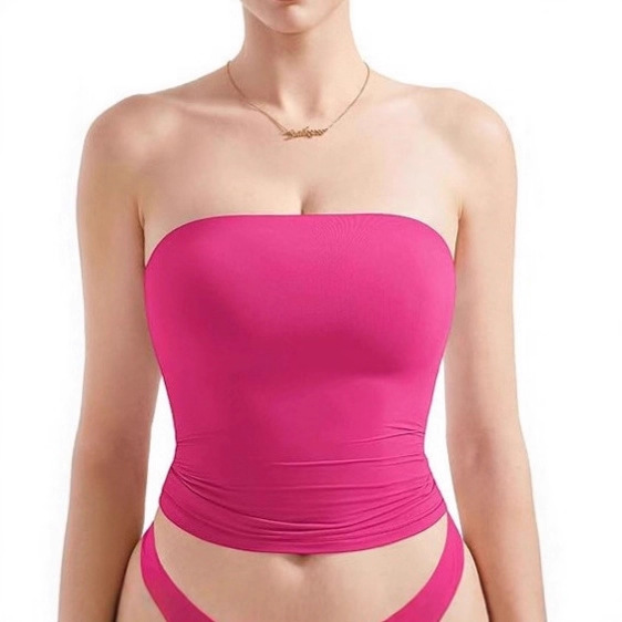 Factory direct sales of cross-border double-layer strapless tops and vests from Europe and America. Short, slimming and sexy women's clothing Specification image