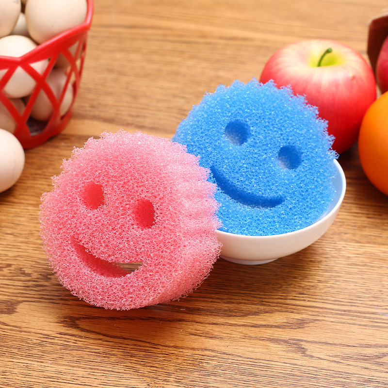 Creative smiling magic cleaning wipe, loofah imitation sponge wipe, honeycomb sponge, household kitchen cleaning and dishwashing cotton details Picture