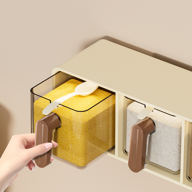 Household kitchen seasoning box, spice and salt storage box, seasoning jar, multi-compartment kitchen, food-grade, non-perforating seasoning jar Specification image