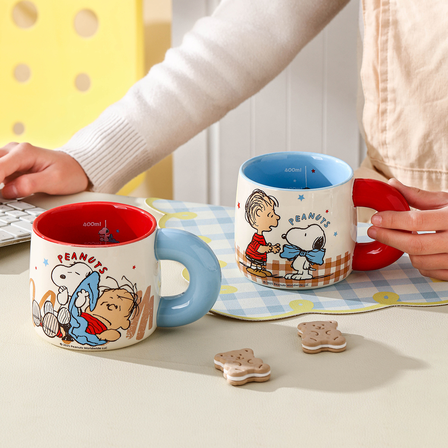 Snoopy Abebe's cute ceramic thick handle pair cup with high appearance level birthday gift office coffee cup new product details Picture