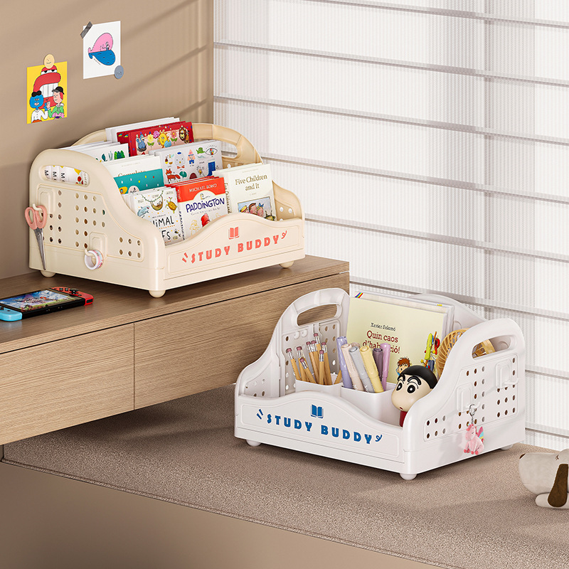 Children's picture book shelf, foldable desktop, study and bedroom storage rack, bookshelf, desk, book storage rack