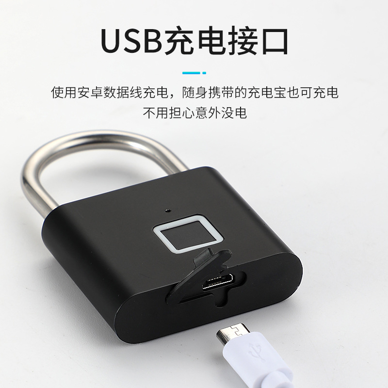 Intelligent fingerprint padlock, outdoor waterproof and anti-rust padlock, intelligent electronic padlock head, door anti-theft password lock, cabinet Specification image