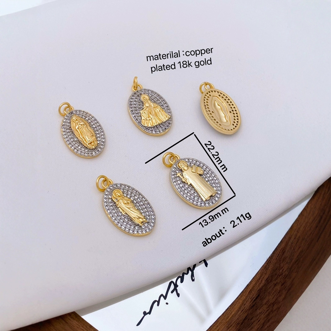 European and American fashion high-end oval brand Virgin Mary inlaid zircon two-color pendant collarbone necklace accessory Application Scenario