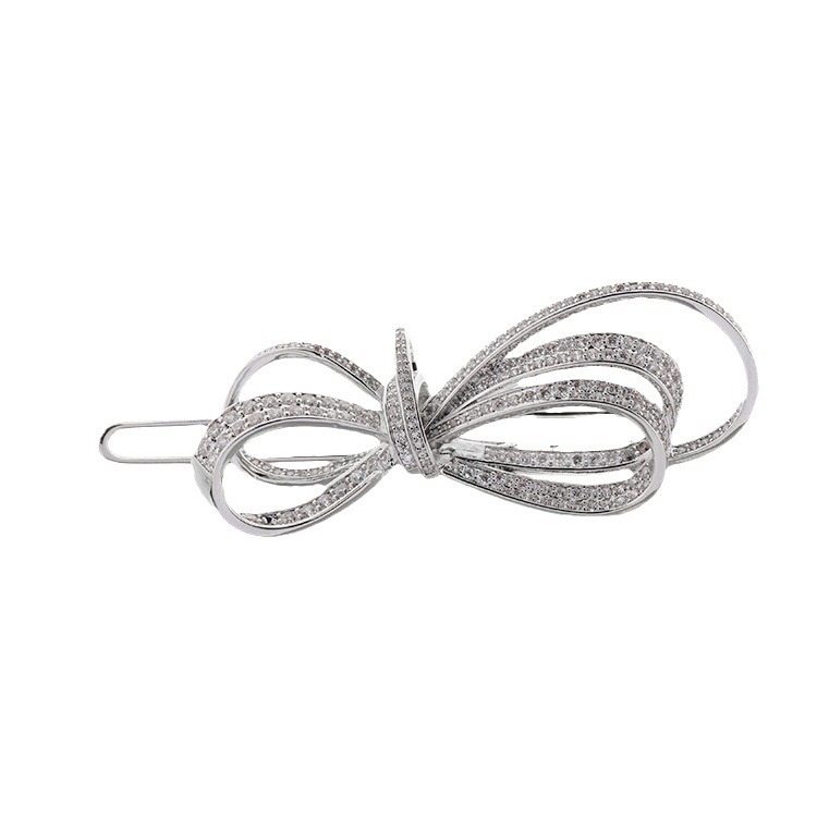 legood铜闪钻蝴蝶结一字夹韩版时尚小众设计通勤潮款珐琅边夹女白底实物图