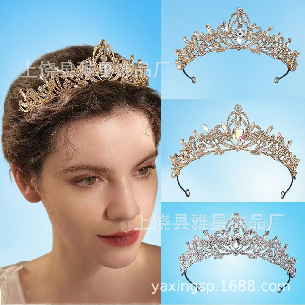 Coreano amazon venta caliente gota de agua corona novia novia tocados cumpleaños princesa corona vestido de banquete accesorios para el pelo
