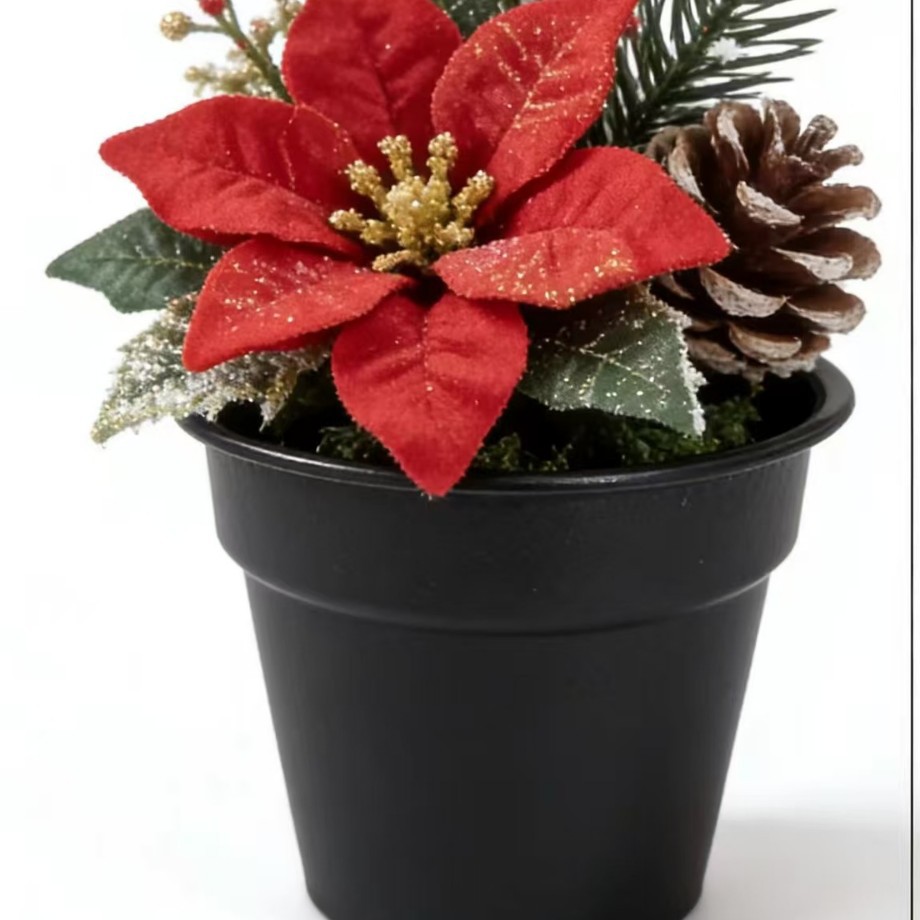 Christmas mini plastic flowerpots, small artificial succulents, artificial plants, office decoration plastic POTS Specification image